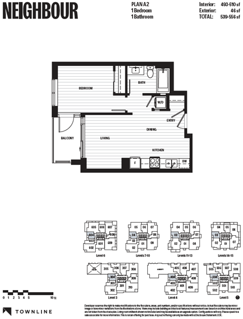 Floor plan for 1 bed, 1 bath, 500 sqft